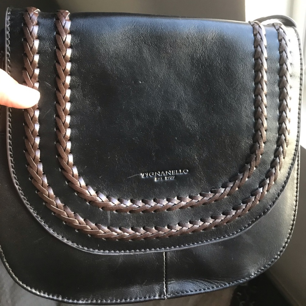 Tignanello Shoulder purse black with brown